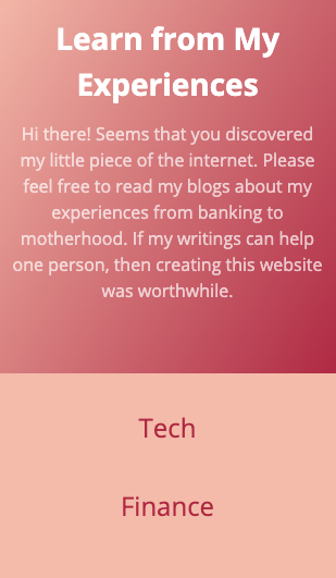 Screenshot of blog home page