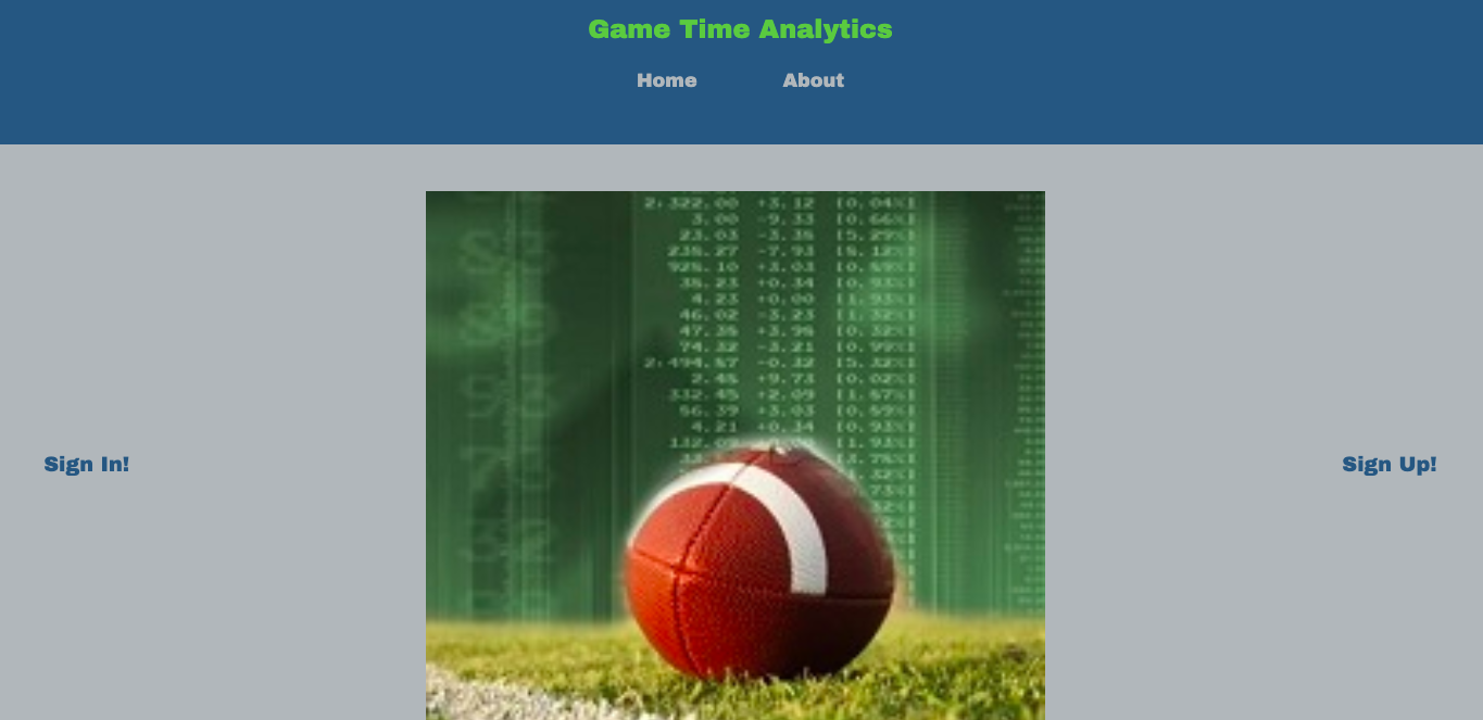 Screenshot of game time analytics's home page